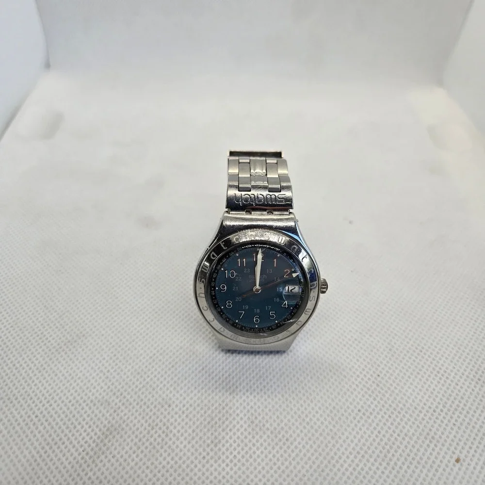 Swatch Irony AG 1993 Happy Joe Blue Dial Stainless Steel Swiss Wristwatch Servic
